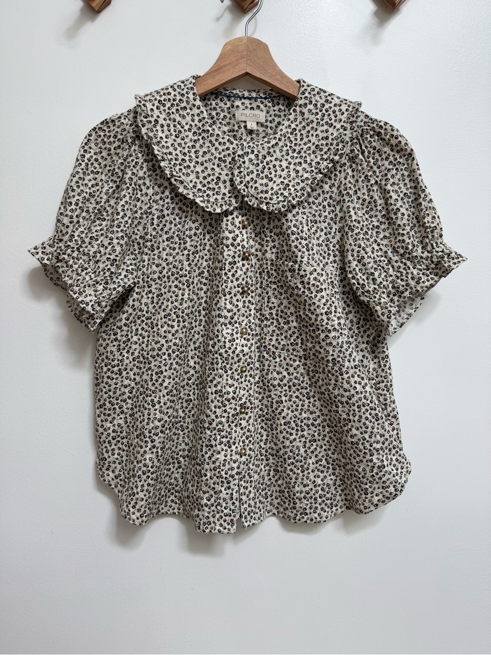 Pilcro Anthropologie Keira Collared Button Front Blouse Top Women Small Floral - Picture 2 of 13